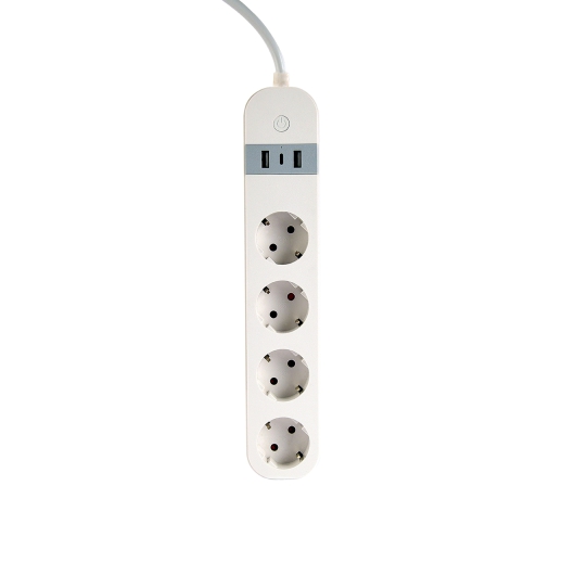 Slimme 4-voudige stekkerdoos met USB laadpoorten